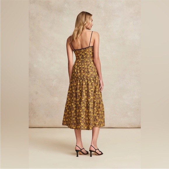 Lela Rose Pearl Dress - Floral Embroidered Voile Tie Detail Dress,Camel Multi 🌻! - Picture 2 of 9